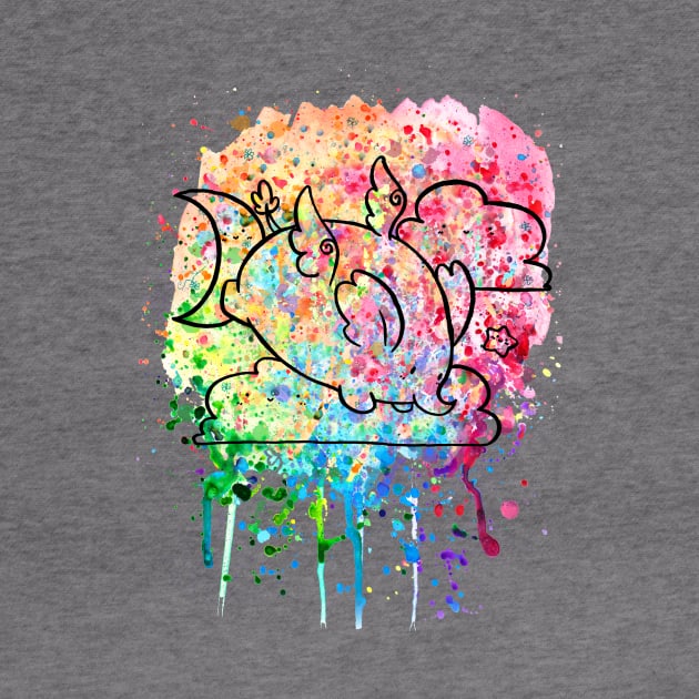 Angel Elephant Rainbow Paint Splatter by saradaboru